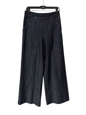 Lafayette 148 Dark Blue Denim WIde Leg Culotte Pants size 4